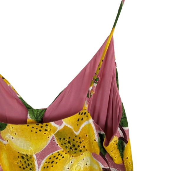 FARM Rio Fresh Lemons Ruffle Yellow Sleeveless Midi Dress - Picture 10 of 14